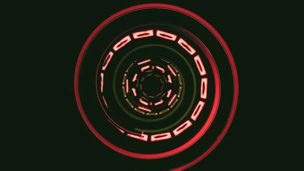 Volo fuori attraverso luci al neon blocco astratto cyber tunnel movimento grafica animazione sfondo loop nuova qualità retro futuristico stile vintage cool bello bel video — Video Stock
