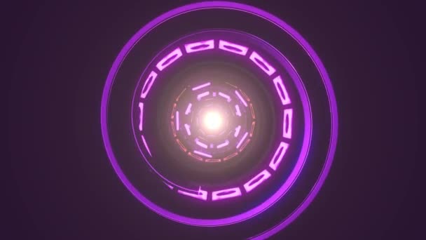 Flight in out through block neon lights abstract cyber tunnel motion graphics animation background loop new quality retro futuristic vintage style cool nice beautiful video footage — Stock Video