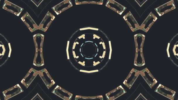 Vlucht in uit door blok neonlichten caleidoscopische abstracte cyber tunnel motion graphics animatie achtergrond lus nieuwe kwaliteit retro futuristische vintage stijl cool leuke mooie videobeelden — Stockvideo