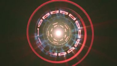 Uçuş içinde blok ile neon hiper cyber tünel hareket grafik animasyon arka plan döngü yeni kalite retro futuristik vintage tarzı serin güzel güzel video görüntüleri ışıklar kapanıyor