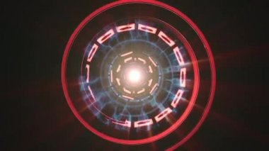 Uçuş içinde blok ile neon hiper cyber tünel hareket grafik animasyon arka plan döngü yeni kalite retro futuristik vintage tarzı serin güzel güzel video görüntüleri ışıklar kapanıyor