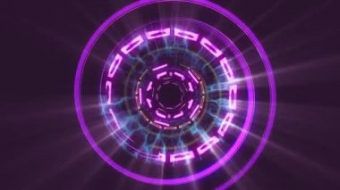 Uçuş içinde blok ile neon hiper cyber tünel hareket grafik animasyon arka plan döngü yeni kalite retro futuristik vintage tarzı serin güzel güzel video görüntüleri ışıklar kapanıyor