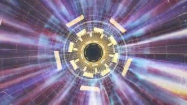 Uçuş içinde blok ile kılavuz neon hiper dijital cyber tünel hareket grafik animasyon arka plan döngü yeni kalite retro futuristik vintage tarzı serin güzel güzel video görüntüleri ışıklar kapanıyor