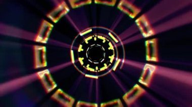Uçuş içinde blok neon ışıkları soyut cyber tünel hareket grafik animasyon arka plan döngü yeni kalite retro futuristik vintage tarzı sakin ol güzel güzel video görüntüleri