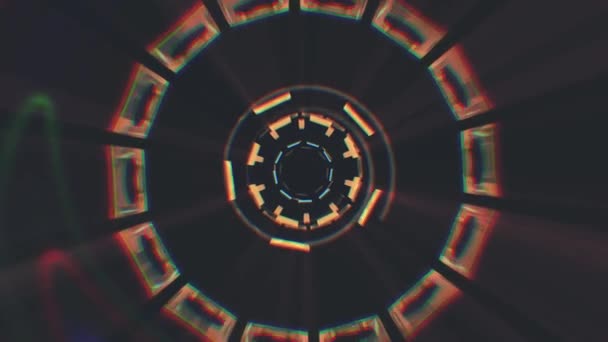 Flygningen i sig genom blocket neonljus abstrakt cyber tunnel motion graphics animation bakgrund slinga nya kvalitet retro futuristisk vintage stil cool trevlig vackra videofilmer — Stockvideo