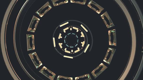 Vol à travers le bloc néon lumières abstrait cyber tunnel mouvement graphique animation fond boucle nouvelle qualité rétro futuriste style vintage cool belle séquence vidéo — Video