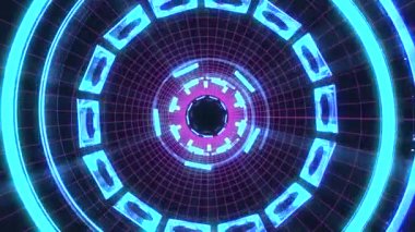 Uçuş içinde blok kılavuz neon ışıkları soyut cyber tünel hareket grafik animasyon arka plan döngü arasında yeni kalite retro futuristik vintage tarzı sakin ol güzel güzel video görüntüleri