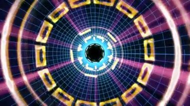 Uçuş içinde blok kılavuz neon ışıkları soyut cyber tünel hareket grafik animasyon arka plan döngü arasında yeni kalite retro futuristik vintage tarzı sakin ol güzel güzel video görüntüleri