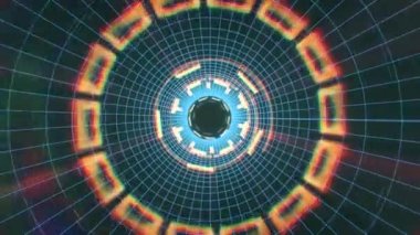 Uçuş içinde blok kılavuz neon ışıkları soyut cyber tünel hareket grafik animasyon arka plan döngü arasında yeni kalite retro futuristik vintage tarzı sakin ol güzel güzel video görüntüleri