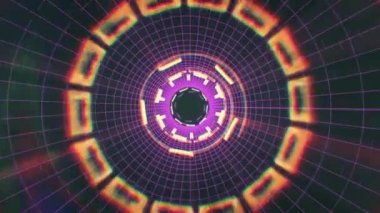 Uçuş içinde blok kılavuz neon ışıkları soyut cyber tünel hareket grafik animasyon arka plan döngü arasında yeni kalite retro futuristik vintage tarzı sakin ol güzel güzel video görüntüleri