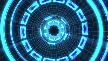 Uçuş içinde blok kılavuz neon ışıkları soyut cyber tünel hareket grafik animasyon arka plan döngü arasında yeni kalite retro futuristik vintage tarzı sakin ol güzel güzel video görüntüleri