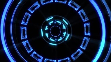 Uçuş blok yoluyla içinde dışarı hud ekran neon ışıkları soyut cyber tünel hareket grafik animasyon arka plan döngü yeni kalite retro futuristik vintage tarzı serin güzel güzel video görüntüleri