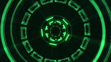 Uçuş blok yoluyla içinde dışarı hud ekran neon ışıkları soyut cyber tünel hareket grafik animasyon arka plan döngü yeni kalite retro futuristik vintage tarzı serin güzel güzel video görüntüleri