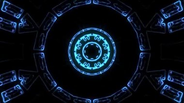 Uçuş blok yoluyla içinde dışarı hud ekran neon ışıkları soyut cyber tünel hareket grafik animasyon arka plan döngü yeni kalite retro futuristik vintage tarzı serin güzel güzel video görüntüleri