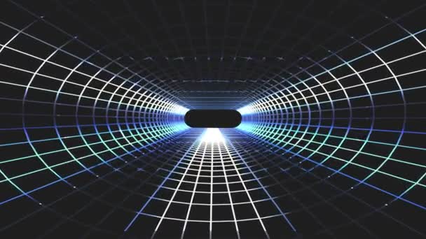 Нескінченне неонове світло сітка кібер-ретро тунель рух графіка анімація фон безшовний цикл нової якості футуристичний старовинний стиль круто красиві відеозаписи — стокове відео