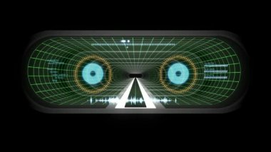 İçinde uçuş Vr beyaz neon yeşil aracılığıyla dışarı ızgara sarı ışık cyber tünel Hud arabirimi hareket grafik animasyon arka plan yeni kalite retro futuristik vintage tarzı serin güzel güzel video footag
