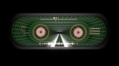 İçinde uçuş Vr beyaz neon yeşil ızgara kırmızı ışıklar ile siber tünel Hud arabirimi hareket grafik animasyon arka plan yeni kalite retro futuristik vintage tarzı sakin ol güzel güzel video footag