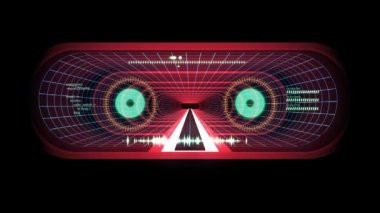 İçinde uçuş Vr kırmızı neon mavi ızgara yeşil ışıklar aracılığıyla siber tünel Hud arabirimi hareket grafik animasyon arka plan yeni kalite retro futuristik vintage tarzı sakin ol güzel güzel video foota