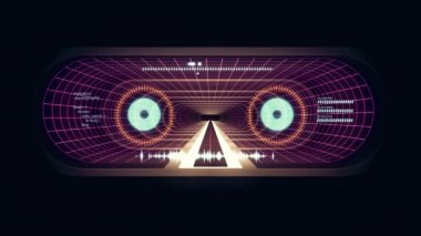 İçinde uçuş aracılığıyla Vr neon kılavuz yeşil ışıklar olsun hazır sözcükleri dışarı cyber tünel Hud arabirim hareketli grafik animasyon arka plan yeni kalite retro futuristik vintage tarzı serin güzel güzel video