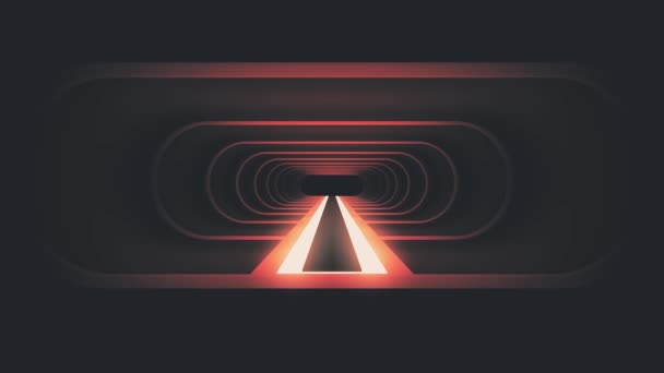 Uit vlucht door neon lights rib in energie cyber Vr retro tunnel motion graphics animatie achtergrond nieuwe kwaliteit futuristische vintage stijl cool leuke mooie videobeelden — Stockvideo