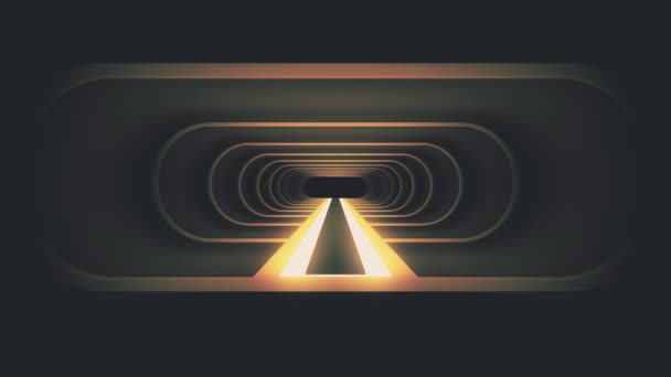 In unserem Flug durch Neonrippenlichter Energie cyber vr retro Tunnel Bewegungs-Grafik-Animation Hintergrund neue Qualität futuristische Vintage-Stil cool schön schöne Videomaterial — Stockvideo