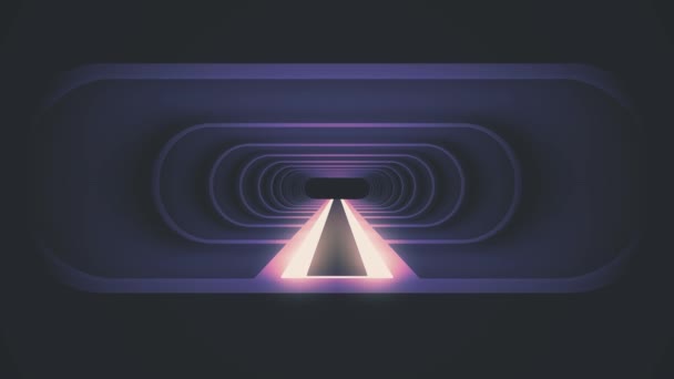 In unserem Flug durch Neonrippenlichter Energie cyber vr retro Tunnel Bewegungs-Grafik-Animation Hintergrund neue Qualität futuristische Vintage-Stil cool schön schöne Videomaterial — Stockvideo