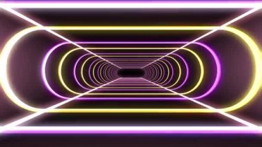 sonsuz neon kaburga ışıkları cyber tünel uçuş hareket grafik animasyon arka plan sorunsuz döngü yeni kalite retro futuristik vintage tarzı serin güzel güzel video görüntüleri soyut