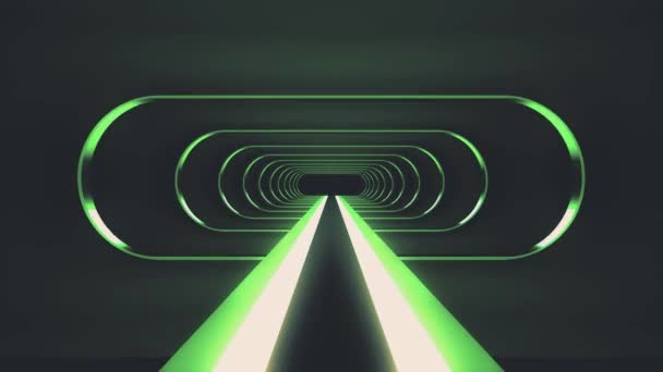 Ändlösa neon glänsande revben lampor energi cyber retro virtuell verklighet tunnel flyg rörelse grafik animering sömlös bakgrund nya kvalitet futuristiska vintage stil cool trevlig vackra videofilmer — Stockvideo