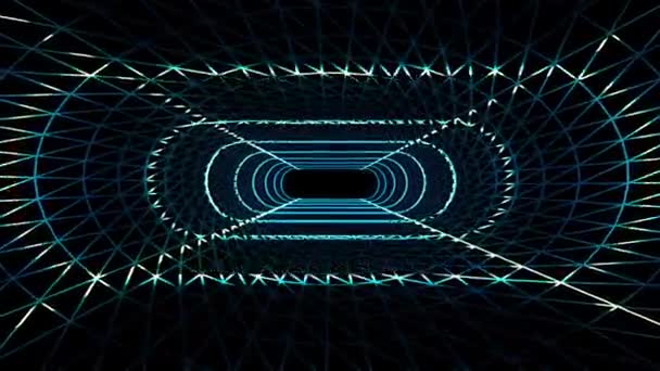 Nekonečné neonová světla mřížky čisté cyber retro tunel letu pohybu grafika animace pozadí bezešvá smyčka nové kvalitní futuristické vintage styl cool pěkné krásné videozáznam — Stock video