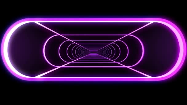 I ut flyg via neon rib abstrakt ljus cyber tunnel motion grafik animering bakgrunden nya kvalitet retro futuristisk vintage stil cool trevlig vackra videofilmer — Stockvideo
