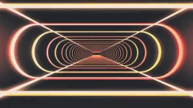 İçinde neon kaburga ile uçuş dışarı ışıkları cyber tünel hareket grafik animasyon arka plan yeni kalite retro futuristik vintage tarzı serin güzel güzel video görüntüleri soyut