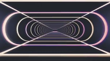 İçinde neon kaburga ile uçuş dışarı ışıkları cyber tünel hareket grafik animasyon arka plan yeni kalite retro futuristik vintage tarzı serin güzel güzel video görüntüleri soyut