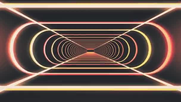 En vol à travers néon côtes lumières abstraites cyber tunnel mouvement graphiques animation arrière-plan nouvelle qualité rétro futuriste style vintage cool belle séquence vidéo 