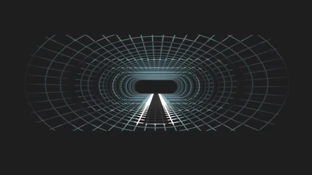 En vol à travers néon lumières réseau énergétique cyber rétro VR tunnel mouvement graphiques animation arrière-plan nouvelle qualité futuriste style vintage cool belle séquence vidéo — Video