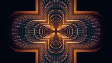 Uçuş Vr aracılığıyla dışarı neon mavi ızgara Mavi ışıklar cyber tünel Hud arabirimi hareket grafik animasyon arka plan yeni kalite retro futuristik vintage tarzı serin güzel güzel video foota çapraz