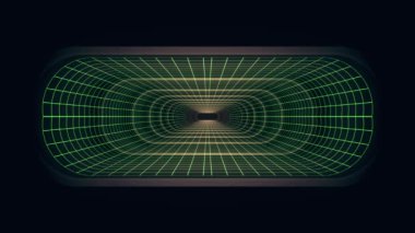 İçinde uçuş Vr neon yeşil ızgara kırmızı ışıklar ile siber tünel Hud arabirimi hareket grafik animasyon arka plan yeni kalite retro futuristik vintage tarzı sakin ol güzel güzel video foota