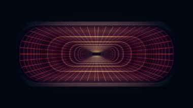 İçinde uçuş Vr neon kırmızı kılavuz kırmızı ışıklar ile dışarı cyber tünel Hud arabirimi hareket grafik animasyon arka plan yeni kalite retro futuristik vintage tarzı serin güzel güzel video foota