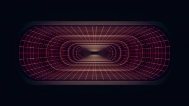 İçinde uçuş Vr neon kırmızı kılavuz yeşil ışık aracılığıyla dışarı cyber tünel Hud arabirimi hareket grafik animasyon arka plan yeni kalite retro futuristik vintage tarzı serin güzel güzel video foota