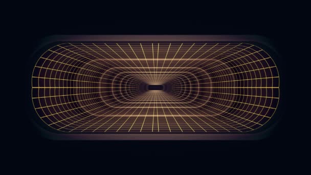 W z lotu przez Vr neony zielony żółty siatki cyber tunelu Hud interfejs ruchu grafiki animacji tła nowej jakości retro futurystyczny Styl vintage fajne ładne piękne foota wideo — Wideo stockowe