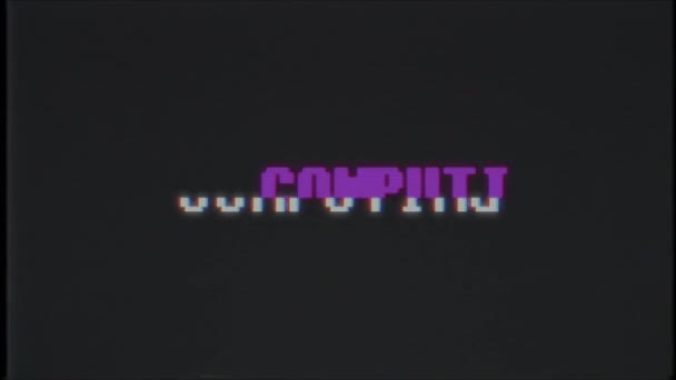 Retro videogame Computing word tekst computer oude tv glitch-storingen lawaai scherm animatie naadloze loops nieuwe universele vintage beweging dynamische geanimeerde achtergrond kleurrijke vrolijke videokwaliteit — Stockvideo