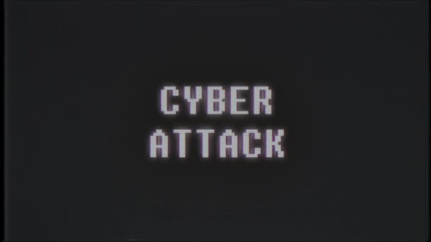 Retro videojuego CYBER ATTACK palabra texto ordenador viejo tv fallo interferencias ruido pantalla animación lazo sin costuras Nueva calidad universal vintage movimiento dinámico animado fondo colorido alegre vídeo — Vídeos de Stock