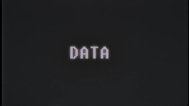 rétro jeu vidéo DATA mot texte ordinateur vieux tv glitch interférence bruit écran animation boucle transparente Nouvelle qualité universelle vintage mouvement dynamique animé fond coloré joyeux vidéo 