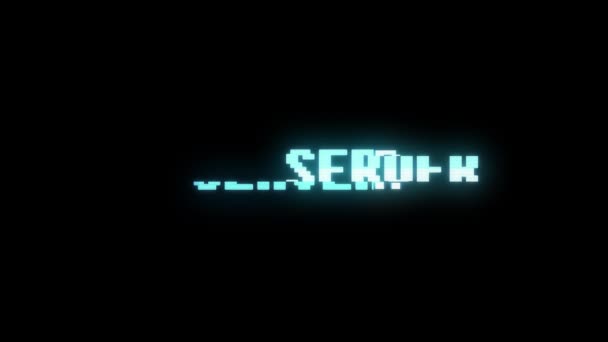 Retro videogame server wort text computer alt tv glitch störung lärm bildschirm animation nahtlose schleife neue qualität universal vintage motion dynamisch animierter hintergrund bunt freudig video — Stockvideo