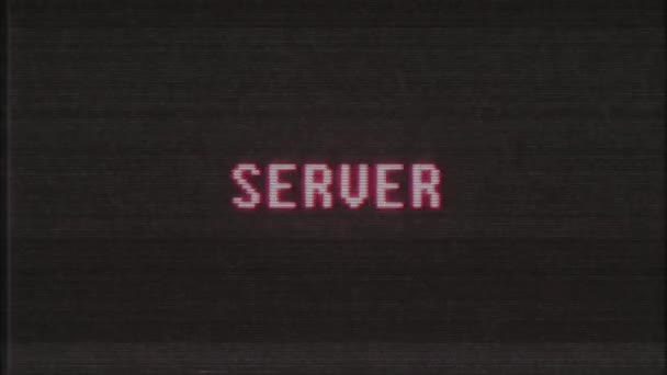 Retro videogame SERVER word text computer old tv glitch interference noise screen animation seamless loop New quality universal vintage motion dynamic animated background colorful joyful video — Stock Video