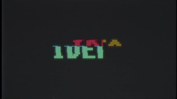 Retro videogame pomysł słowo tekst komputer stary tv glitch zakłóceń hałasu ekran animacji Płynna pętla nowe jakości uniwersalny vintage ruchu animowane tła dynamiczne kolorowe radosny wideo — Wideo stockowe
