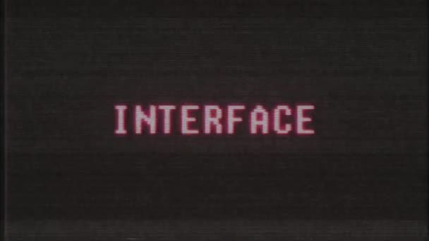 Retro videogame INTERFACE word text computer old tv glitch interference noise screen animation seamless loop New quality universal vintage motion dynamic animated background colorful joyful video — Stock Video