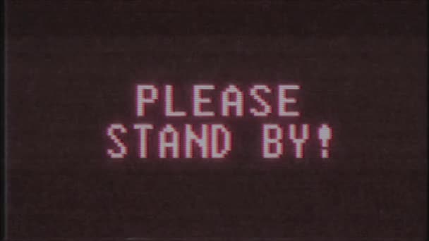 Retro videogame Stand By słowo tekst komputer stary tv glitch zakłóceń hałasu ekranu animacja Płynna pętla nowe jakości uniwersalny vintage animowane tła dynamiczne kolorowe radosny wideo — Wideo stockowe