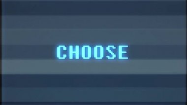 Retro video oyunu Seç metin bilgisayar eski tv arıza parazit gürültü ekran animasyon sorunsuz döngü yeni kalite evrensel vintage hareketli dinamik animasyonlu arka plan renkli neşeli video