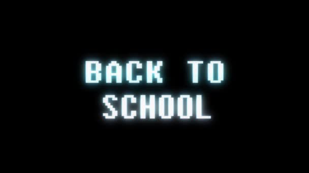 Retro videogame BACK TO SCHOOL text computer old tv glitch interference noise screen animation seamless loop New quality universal vintage motion dynamic animated background colorful joyful video — Stock Video