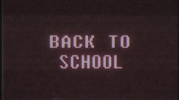 Retro gry powrót do szkoły tekstu na komputerze starego tv glitch zakłóceń hałasu ekranu animacja Płynna pętla nowe jakości uniwersalny vintage animowane tła dynamiczne kolorowe radosny wideo — Wideo stockowe